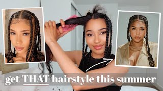 Easy Braids Tutorial with TIPs amp TRICKS  knotless box braids like Coi Leray amp Lori Harvey [upl. by Zoarah744]