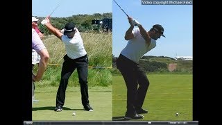 Jon Rahm golf swing  Long Iron faceon amp downtheline July 2017 [upl. by Ikcir351]