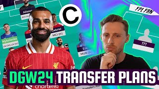 FPL DOUBLE GW24 TRANSFER PLANS I TRIPLE CAPTAIN SALAH🔥 I Fantasy Premier League 2425 [upl. by Guildroy]