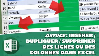 COMMENT INSÉRER  DUPLIQUER  SUPPRIMER DES LIGNES ET DES COLONNES DANS EXCEL [upl. by Zetra]