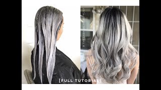 FULL TUTORIAL how to babylights balayage on blackdark hair  bleach wash  color melt tone [upl. by Saraiya]