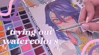 trying out WATERCOLORS  meiliang watercolor review [upl. by Kletter]