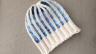 How to Loom Knit a Bicolor Brioche Stitch Hat DIY Tutorial [upl. by Ojillib778]