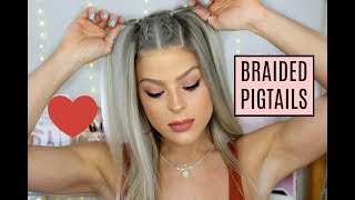 HAIR TUTORIAL  Braided Pigtails  Valerie pac [upl. by Yrahcaz]