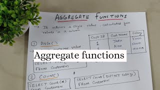 Aggregate functions in SQL  SQL Tutorial For Beginners [upl. by Schechter]