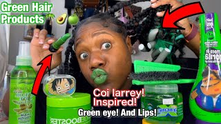 Doing Coi Larray Braids Only Using GREEN Hair Products [upl. by Aven]