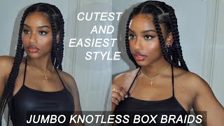 HOW TO SUPER FLAT JUMBO KNOTLESS BOX BRAIDS  EXTREMELY BEGINNER FRIENDLY [upl. by Ahsiekar605]