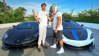 SCARY CLOWN RACED ME Lamborghini Aventador SVJ vs McLaren 600LT [upl. by Nennek]