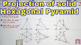 Projection of hexagonal pyramid engineering drawing [upl. by Shir125]