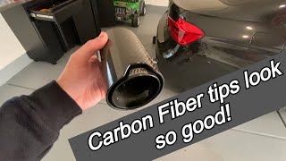 BMW 340i Carbon Fiber Exhaust tips install [upl. by Suiddaht]