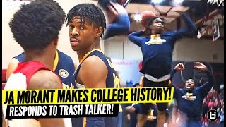 JA MORANT RESPONDS TO TRASH TALKER DROPS 40 POINTS TO MAKE COLLEGE HISTORY [upl. by Enomor]