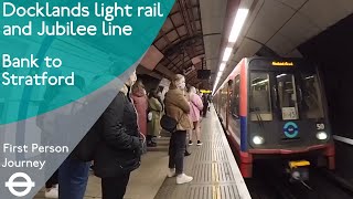 London Underground amp DLR First Person Journey  Bank to Stratford via Canning Town [upl. by Gnehs]