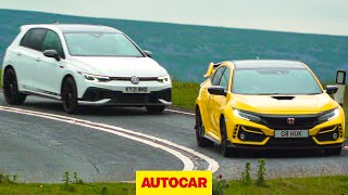 Volkswagen Golf GTI Clubsport 45 vs Honda Civic Type R Limited Edition  Autocar Review [upl. by Cliffes]