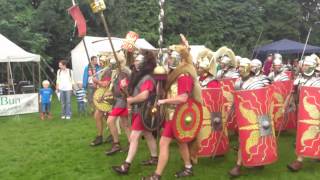 Roman Reenactment at the Amphitheatre in Caerleon Marching In [upl. by Adnowat]