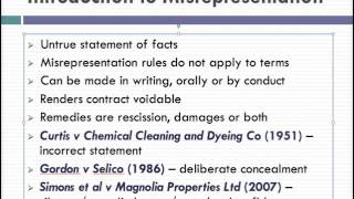 Misrepresentation Lecture 1 of 4 [upl. by Jamila541]