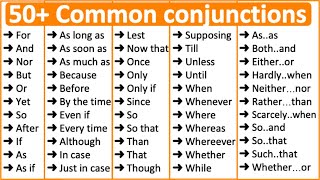 50 Common Conjunctions in English 📚  Parts of speech [upl. by Ladnyc]