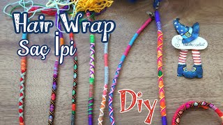 Renkli İplerle Rasta Saç İpleri Yaptım DIY Hair Wrap  Removable Yarn lock [upl. by Gauthier]