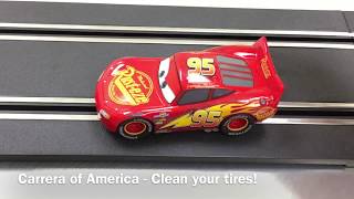 Carrera slot cars  How to clean tires set the brushes and stay on the track [upl. by Ika]