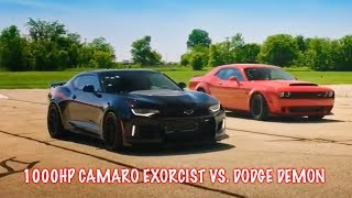 1000Hp Camaro Exorcist Gets DESTROYED By Dodge Demon In A Drag Race [upl. by Olram]