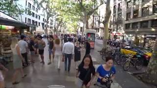 Ramblas Street La Rambla Barcelona Spain [upl. by Lladnik191]