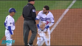 Cody Bellinger hits a basesclearing double then his pants fall down a breakdown [upl. by Rimahs]