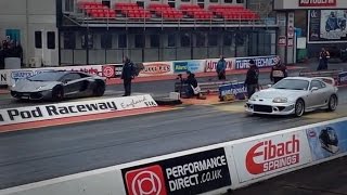 Lamborghini Aventador Vs Toyota Supra Drag Race  Moto Trends [upl. by Sral273]