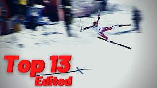 The 13 Worst Downhill Skiing Crashes [upl. by Nolie]