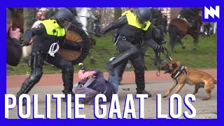 Politie slaat met veel geweld demonstranten van Malieveld [upl. by Ynes]