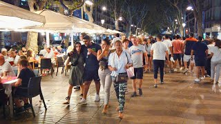 Walking Barcelona’s FAMOUS LA RAMBLA at DuskNight  Catalonia Spain [upl. by Pimbley435]