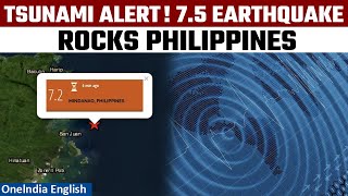 Philippines Rocked by 75 Magnitude Quake Triggers Tsunami Alert Oneindia News [upl. by Eelirol]