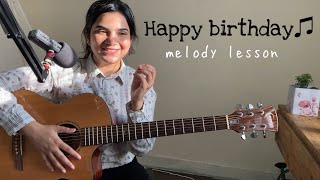 How to Play Happy Birthday Melody on Guitar  Easy Guitar Lesson for Beginners hindi [upl. by Converse87]